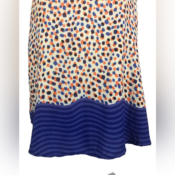 Women's Maeve Anthropologie White/Orange/Blue Abstract Sleeveless Blouse. Size 2 - Picture 5 of 11